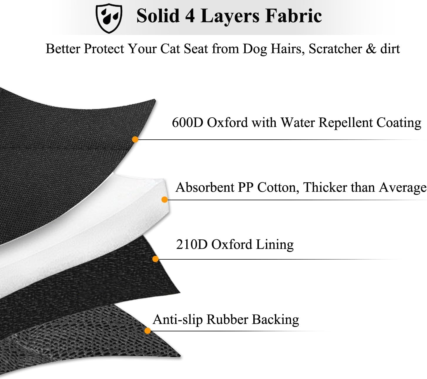 Dog Seat Covers, Dog Backseat Rear Cover Pet Car Bench Back Protectors with Anti-Slip Backing for Most Cars, Black, 46" L * 52" W