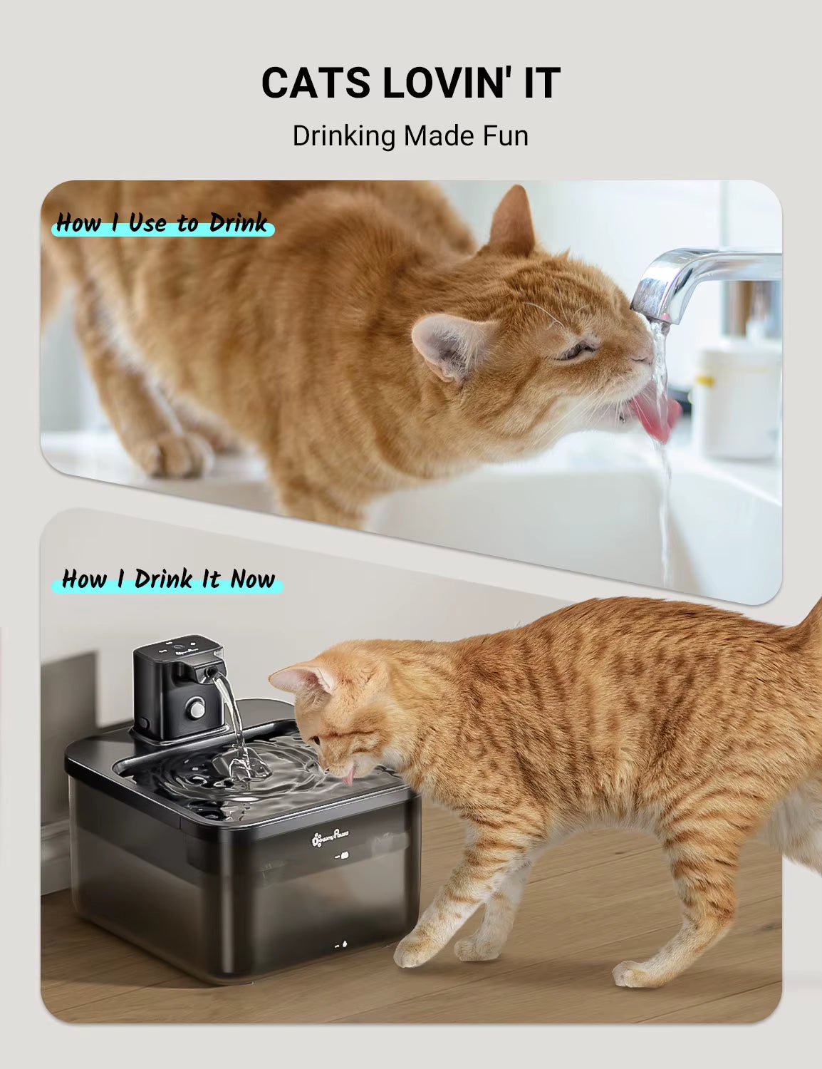 2.5L Wireless Cat Water Fountain Battery Operated Automatic Pet Water Fountain with Motion Sensor Dog Water Dispenser