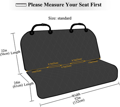 Dog Seat Covers, Dog Backseat Rear Cover Pet Car Bench Back Protectors with Anti-Slip Backing for Most Cars, Black, 46" L * 52" W